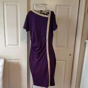 Chic Asymmetrical Purple and Cream Dress
